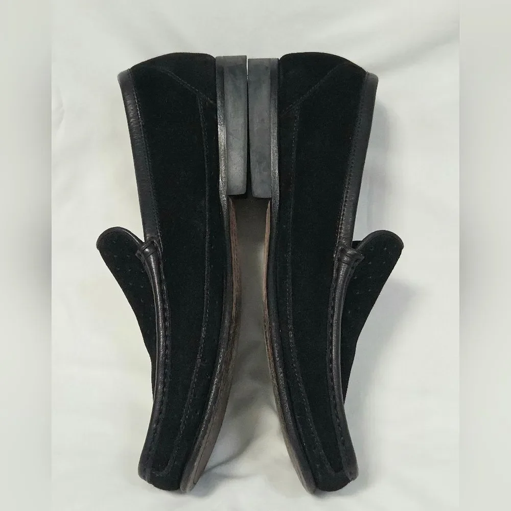 Renzo Favero Mens Black Perforated Suede Loafers 8.5
